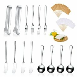 Outlet 🎁 Patelai Cheese Butter Spreader Knives Set Charcuterie Accessories Stainless Steel Spreader Knives Charcuterie Boards Utensils Mini Serving Tongs Spoons And Forks For Pastry Making (Silver, 14 Pcs) 🥰