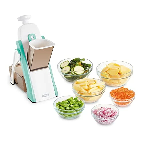Coupon 🥰 DASH Safe Slice® Mandoline Slicer, Julienne + Dicer For Vegetables, Meal Prep & More With 30+ Presets & Thickness Adjuster - Aqua 🥰