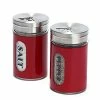 Outlet ❤️ STJKBDFC Salt And Pepper Shakers Stainless Steel And Glass Set With Adjustable Pour Holes (Red) 😍