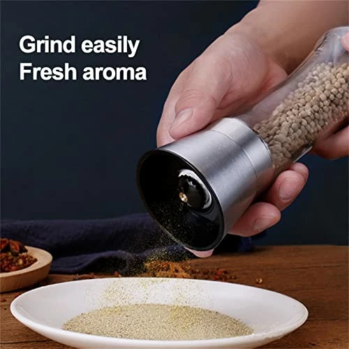Budget β€οΈ Hexiniu Fillable Stainless Steel Grinder - Aadjustable Black Pepper Grinder, Long Lasting Fresh Keeping Spice Grinder, High Glass Blender That Can Be Used For Pepper, Cumin, Sea Salt, Mung Bean (High) π - Image 2
