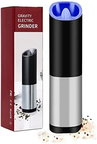 New π AVNICUD Electric Salt And Pepper Grinder, Automatic Pepper Mill, Gravity Salt Grinder, Battery-Operated With Adjustable Coarseness, LED Light, One Hand Operated (Silver 2Pack) Upgraded π - Image 10