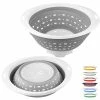 Budget 👍 QiMH Collapsible Colander And Strainer, 5 Quart(1.25 Gal), Heavey Duty Kitchen Drainer Basket For Pasta, Veggies And Fruits, New Home Apartment Essentials Azure 🎁
