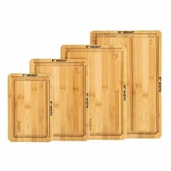 Outlet 😉 SMIRLY Bamboo Cutting Boards For Kitchen - Bamboo Cutting Board Set, Chopping Board Set - Wood Cutting Board Set With Holder - Wooden Cutting Board Set (Large & Small) 😉