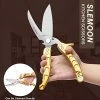 Discount 🥰 SLEMOON Kitchen Shears,Heavy Duty Spring Loaded Kitchen Scissors With Serrated Edge,Detachable As A Cleaver,Multipurpose Stainless Steel Sharp Utility Food Scissors For Chicken,Poultry,Fish,Herbs,Gold 🤩