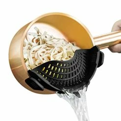Flash Sale 🔔 AUOON Clip On Strainer Silicone For All Pots And Pans, Pasta Strainer Clip On Food Strainer For Meat Vegetables Fruit Silicone Kitchen Colander Green 🔥