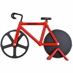 Best deal 🥰 Bicycle Pizza Cutter Wheel,Ninonly Non-stick Dual Cutting Wheels Stainless Steel Bike Pizza Slicer With A Stand For Pizza Lovers,Holiday Vacation Housewarming Kitchen Gadget Cool Men's Gift White ❤️