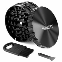 Flash Sale 🎁 ULUXSTY Spice Grinder -2.5'', Herb Grinder With Cleaning Tool -Aluminum Alloy (Black) ⌛