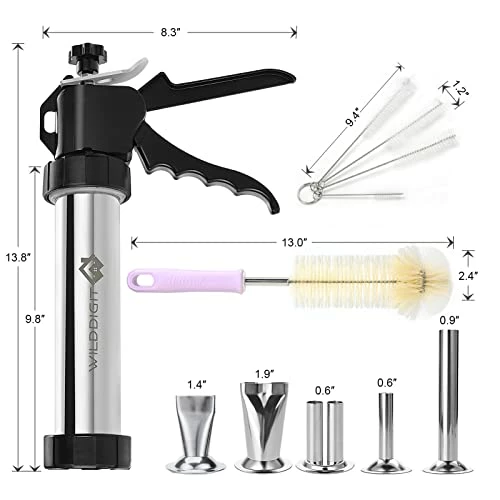 Top 10 ๐ WILDDIGIT Professional Beef Jerky Gun Kits, Stainless Steel Jerky Maker, Jerky Cannon, Meat Gun With 5 Stainless Nozzles And 5 Brushesโฆ โ๏ธ - Image 2