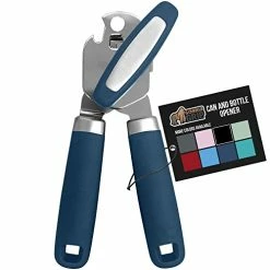 Promo 🎉 Gorilla Grip Heavy Duty Stainless Steel Smooth Edge Manual Hand Held Can Opener With Soft Touch Handle, Rust Proof Oversized Handheld Easy Turn Knob, Best Large Lid Openers For Kitchen, Blue 🔥