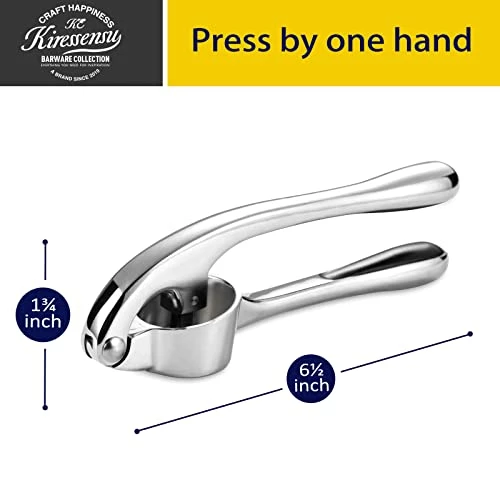Best reviews of βοΈ KITESSENSU Premium Garlic Press, Garlic Mincer Set Of 3 With Silicone Roller Peeler & Cleaning Brush - Gloss Silver π - Image 4