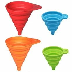 Coupon 🛒 KongNai Silicone Collapsible Funnel Set Of 4, Small And Large, Kitchen Gadgets Accessories Foldable Funnels For Water Bottle Liquid Transfer Food Grade (L, S 4 Pack) 😉