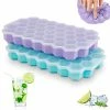 Brand new 🎁 COMNERCE Upgrade Ice Cube Trays, 2 Pack Silicone Flexible Ice Cube Trays With Lid, 76 Cubes Ice Trays For Chilled Drinks, Whiskey & Cocktails , Stackable Flexible Safe Ice Cube Trays2 Green+purple 🛒