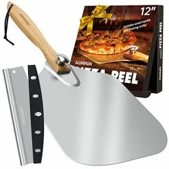 Wholesale 🛒 Pizza Peel Aluminum Pizza Spatula, Mooues 12 Inch Metal Pizza Paddle With Rocker Cutter Foldable Wood Handle, [Storage Bag Included], For Family Pizza Oven Baking Pizza, Dough, Bread & Pastry 12"x 14" 🎉