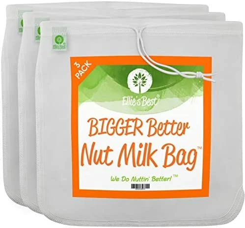 Best Sale π Ellie's Best Pro Quality Nut Milk Bag - XL12"X12" Bags - Commercial Grade Reusable All Purpose Food Strainer - Food Grade BPA-Free Ultra Strong Fine Nylon Mesh - Almond Milk, Juices, Cold Brew Recipes Videos -1 π₯° - Image 8