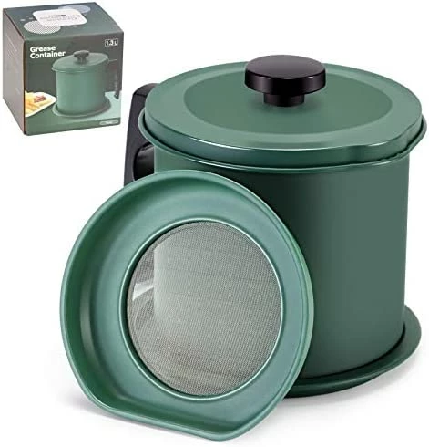Deals π Bacon Grease Container With Strainer, Ourokhome 1.3L / 5.2 Cup Kitchen Used Cooking Oil Storage Can Grease Keeper With Fine Mesh Filter And Lid For Fat, Hot Frying Oil (Black) π₯° - Image 6