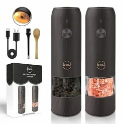 Top 10 ✨ ZEREAA Electric Salt And Pepper Grinder Set - Rechargeable USB Cable, LED Lights, Automatic Pepper And Salt Mill Grinder Set Refillable, Adjustable Coarseness, One Hand Operation (Black Brown 2 Pack) White-led 🔥