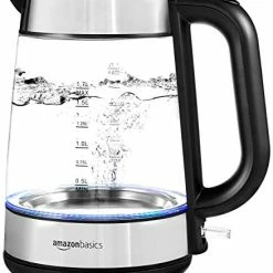 Budget 😍 Amazon Basics Electric Glass And Steel Hot Tea Water Kettle, 1.7-Liter 👍