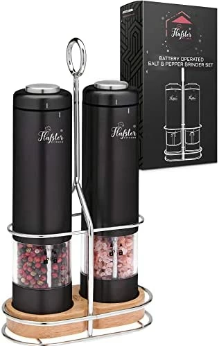 Outlet β¨ FLAFSTER KITCHEN Electric Salt And Pepper Grinder Set - Automatic Salt Pepper Mills With Light - Battery Operated Salt And Pepper Shakers With Stand - Refillable Pepper Grinders With Adjustable Coarseness π - Image 10