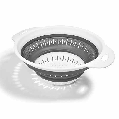 New βοΈ KZKJ Collapsible Colander, BPA Free Silicone Food Strainer With Plastic Handles, Vegetable And Fruit Can Foldable Colander Strainer Dishwasher Safe 3 Quart Blue π―