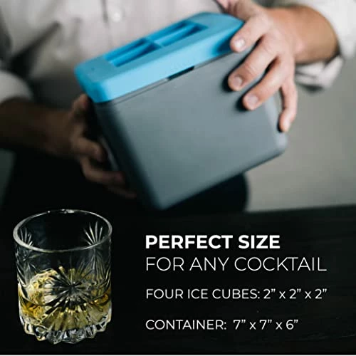 Brand new 𧨠True Cubes Clear Ice Cube Maker, Clear Ice Mold - 4 Large Clear Ice Cubes For Cocktails, Drinks & Whiskey - BPA-Free Silicone Square Ice Cube Mold - Whiskey Gifts For Men β - Image 2