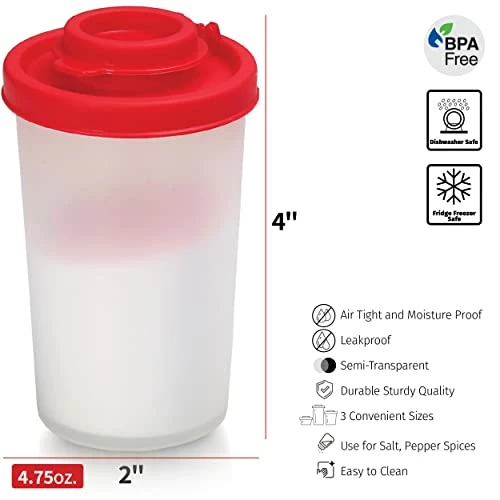 Cheapest π SIGNORA WARE Salt And Pepper Shakers Moisture Proof Set Of 2 Large Salt Shaker To Go Camping Picnic Outdoors Kitchen Lunch Boxes Travel Spice Set Clear With Red Covers Lids Plastic Airtight Spice Jar Dispenser 𧨠- Image 6