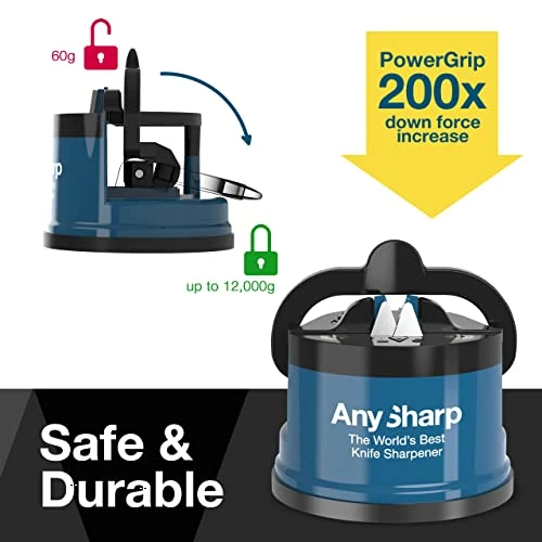Hot Sale β AnySharp Essentials - Knife Sharpener With PowerGrip - For Knives And Serrated Blades Blue π - Image 2