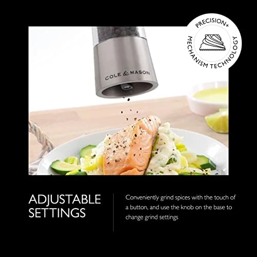 Deals π€© COLE & MASON Hampstead Electric Pepper Grinder With LED Light - Electronic Battery Operated Peppercorn Mill, Stainless St π - Image 2