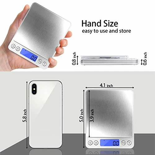 Buy π Fuzion Digital Kitchen Scale 3000g/ 0.1g, Pocket Food Scale 6 Measure Modes, Gram Scale With 2 Trays, LCD, Tare, Digital Scale Grams And Ounces For Food, Cooking, Nutrition, Reptiles(Battery Included) Gold π - Image 2