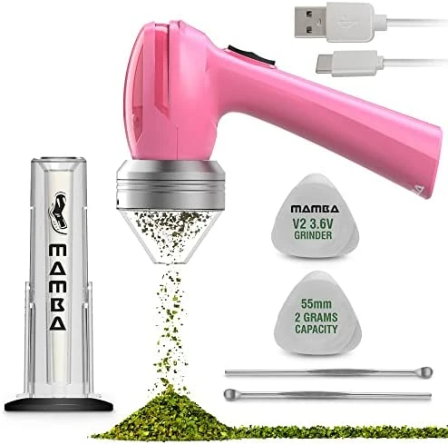 Budget π Mamba V2-55 Electric Herb Grinder , USB Rechargeable Automatic Grinder Fast Mill With Aluminum Alloy Head, Includes Herb And Spices Holding System (Pink) π - Image 6