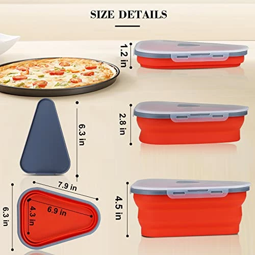 Outlet π ICNESS Pizza Storage Container Expandable,Pizza Container With 5 Microwavable Serving Trays,Adjustable Pizza Slice Container,Reusable Pizza Storage To Organize Save Space ,Microwave Safe β€οΈ - Image 2