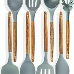 Cheap 🎉 Home Hero Silicone Cooking Utensils Kitchen Utensil Set - 8 Natural Acacia Wooden Silicone Kitchen Utensils Set - Silicone Utensil Set Spatula Set - Silicone Utensils Cooking Utensil Set - Kitchen Tools Gadgets ⌛