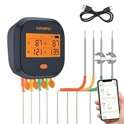 Deals 🛒 Inkbird WiFi Grill Meat Thermometer IBBQ-4T With 4 Colored Probes, Wireless Barbecue Meat Thermometer With Calibration, Timer, High And Low Temperature Alarm For Smoker, Oven, Kitchen, Drum 🎁