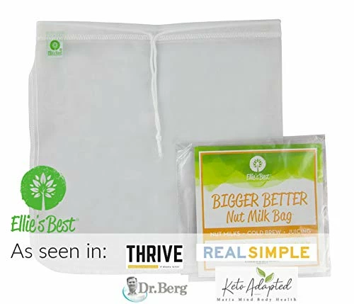 Best Sale π Ellie's Best Pro Quality Nut Milk Bag - XL12"X12" Bags - Commercial Grade Reusable All Purpose Food Strainer - Food Grade BPA-Free Ultra Strong Fine Nylon Mesh - Almond Milk, Juices, Cold Brew Recipes Videos -1 π₯° - Image 2