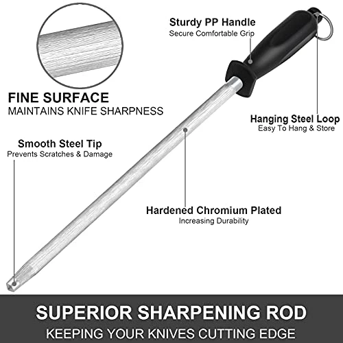 Deals β AcoWELL Honing Steel Knife Sharpening Rod 12 Inches, Premium Carbon Steel Knife Sharpener Stick, Easy To Use Honer For Knives And Rod Sharpeners - Daily Maintenance π - Image 2