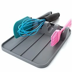 Promo 😉 UHMER Silicone Spoon Rest For Kitchen –Large Silicone Utensil Rest For Countertop, Heat Resistant Spoon Rest For Stove Top, Kitchen And Grill Utensil Holder Silicone, BPA-free (Dark Grey) Dark Gray ❤️
