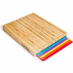 Hot Sale 🥰 Cooler Kitchen Easy-to-Clean Bamboo Wood Cutting Board Set With 6 Color-Coded Flexible Cutting Mats With Food Icons - Chopping Board S 🔥