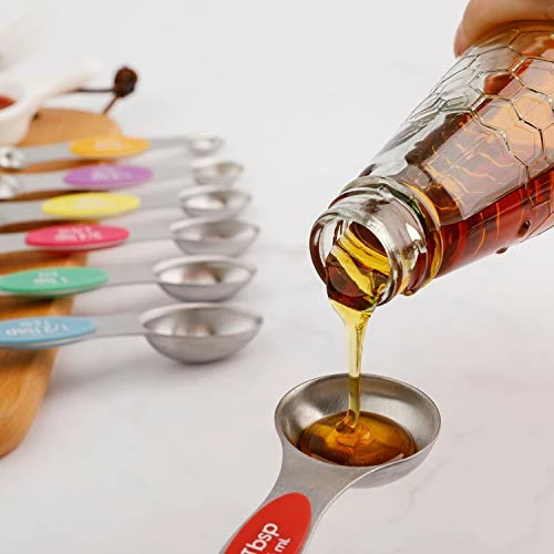 Wholesale π Forkmannie Magnetic Measuring Spoons Set Of 9 Stainless Steel Stackable Dual Sided Teaspoon Tablespoon For Measuring Dry And Liquid Ingredients Fits In Spice Jars β€οΈ - Image 5