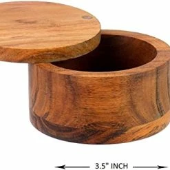 Deals 😍 Kaizen Casa Acacia Wood Salt Or Spice Box With Swivel Cover Perfect For Keeping Table Salt, Gourmet Salts, Herbs Or Favorite Seasonings, Close At Hand On Your Countertop 👍