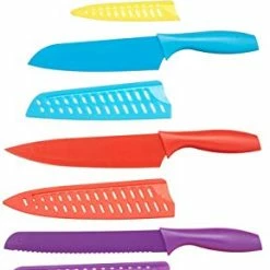 Brand new 🤩 Amazon Basics 12-Piece Color-Coded Kitchen Knife Set, 6 Knives With 6 Blade Guard ❤️