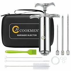 Outlet 🤩 Meat Injector Syringe 2-oz Marinade Flavor Barrel 304 Stainless Steel With 3 Marinade Needles, Travel Case For BBQ Grill Smoker, Turkey, Brisket, Paper Instruction And E-book Included By JY COOKMENT ✔️