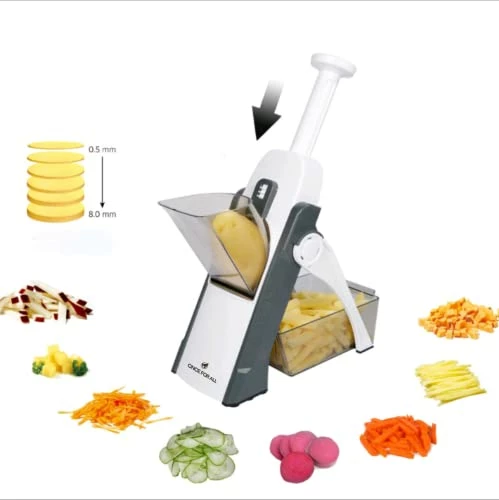 Promo βοΈ ONCE FOR ALL Mandoline Vegetable Slicer Adjustable Thickness Potato Onion Chopper Safe Upright Dicer (Gray) π