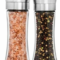 Brand new 🤩 HOME EC Premium Stainless Steel Salt And Pepper Grinder Set Of 2 - Adjustable Ceramic Sea Salt Grinder & Pepper Grinder - Tall Glass Salt And Pepper Shakers - Pepper Mill & Salt Mill W/Funnel & Ebook Clear Glass 🌟