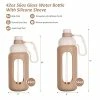 Hot Sale 🤩 MUKOKO 56oz Glass Water Bottle With Straw, Motivational Water Bottle With Silicone Sleeves And Handle,Leakproof BPA Free Wide Mouth Water Jug For Gym,Working,Outdoor,Amber White ❤️