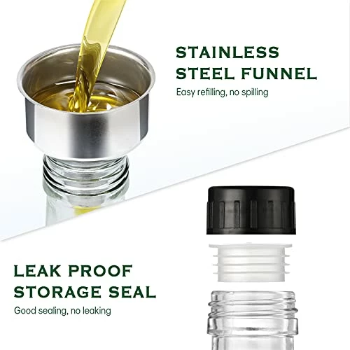 Outlet π Aozita 17oz Clear Glass Olive Oil Dispenser Bottle - 500ml Oil & Vinegar Cruet With Pourers And Funnel - Olive Oil Carafe Decanter For Kitchen β - Image 6