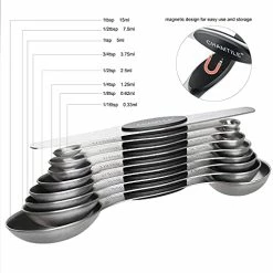 Wholesale ✨ CHAMTILE Magnetic Measuring Spoons Set Of 9 Stainless Steel Dual Sided Stackable Teaspoon Tablespoon Nesting Measuring Spoon For Measuring Dry And Liquid Ingredients Fits In Spice Jar Color 💯