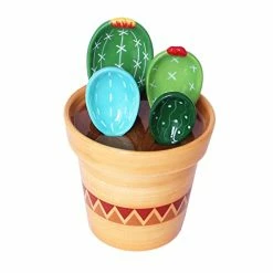 Flash Sale ✨ Sizikato 4pcs Porcelain Measuring Spoons With Base, Cute Cactus Shape ❤️