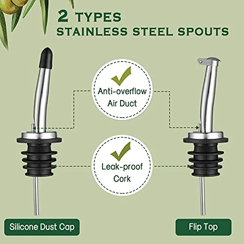 Outlet π Aozita 17oz Clear Glass Olive Oil Dispenser Bottle - 500ml Oil & Vinegar Cruet With Pourers And Funnel - Olive Oil Carafe Decanter For Kitchen β - Image 4