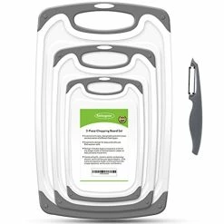 Wholesale 😍 ROTTOGOON Cutting Boards For Kitchen, Plastic Chopping Board Set Of 4 With Non-Slip Feet And Deep Drip Juice Groove, Easy Grip Handle Navy Blue 🤩