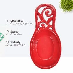 Promo π₯° Jogreful Kitchen Spoon Rest Cast Iron Utensil Rest Ladle Spoon Holder For Stove Top Cooking Home Decor-Red C π