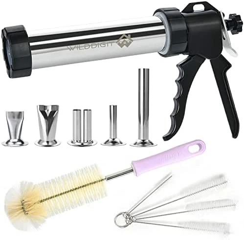 Top 10 ๐ WILDDIGIT Professional Beef Jerky Gun Kits, Stainless Steel Jerky Maker, Jerky Cannon, Meat Gun With 5 Stainless Nozzles And 5 Brushesโฆ โ๏ธ - Image 6